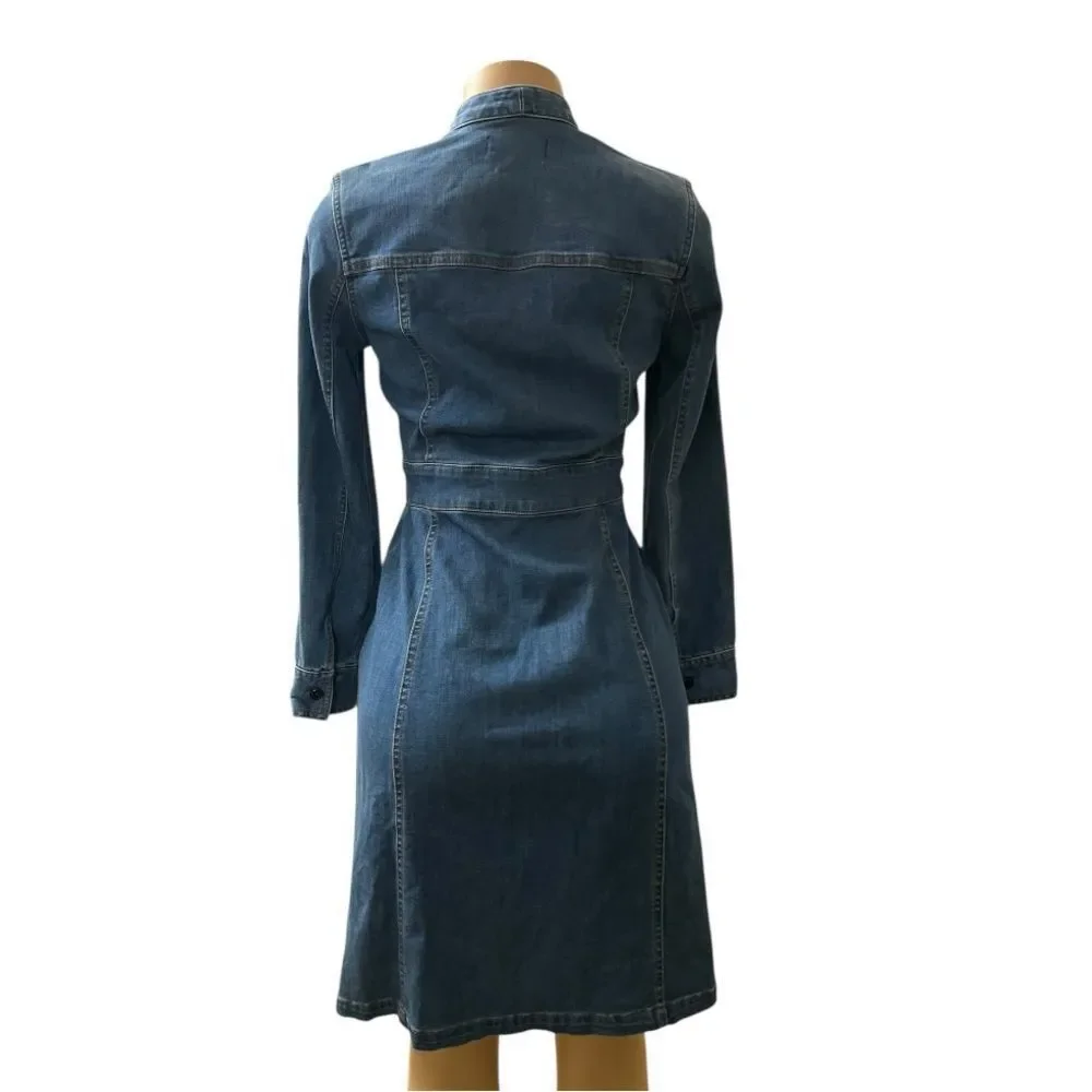 Madewell Blue Long Sleeve Denim Dress - Picture 3 of 11
